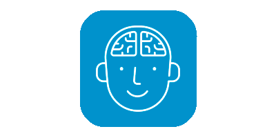 Child brain icon on blue background