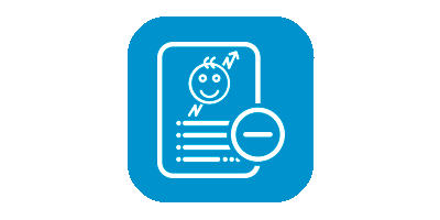 Child development chart icon with a minus symbol on a blue background