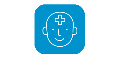 Child mental health icon on blue background