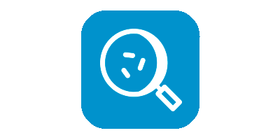 Microscopic disease icon on light blue background