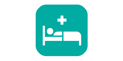 Hospital bed icon on aqua background