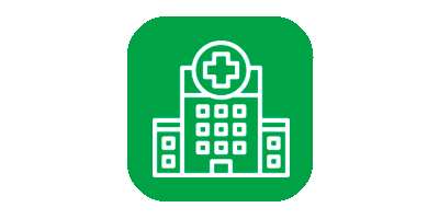 Icon of hospital on green background