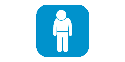 Sick child icon on light blue background