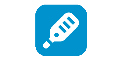 Thermometer icon on light blue background