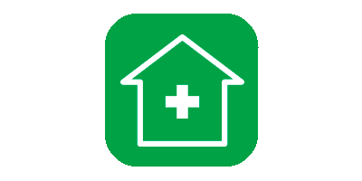 Icon of a clinic on a green background