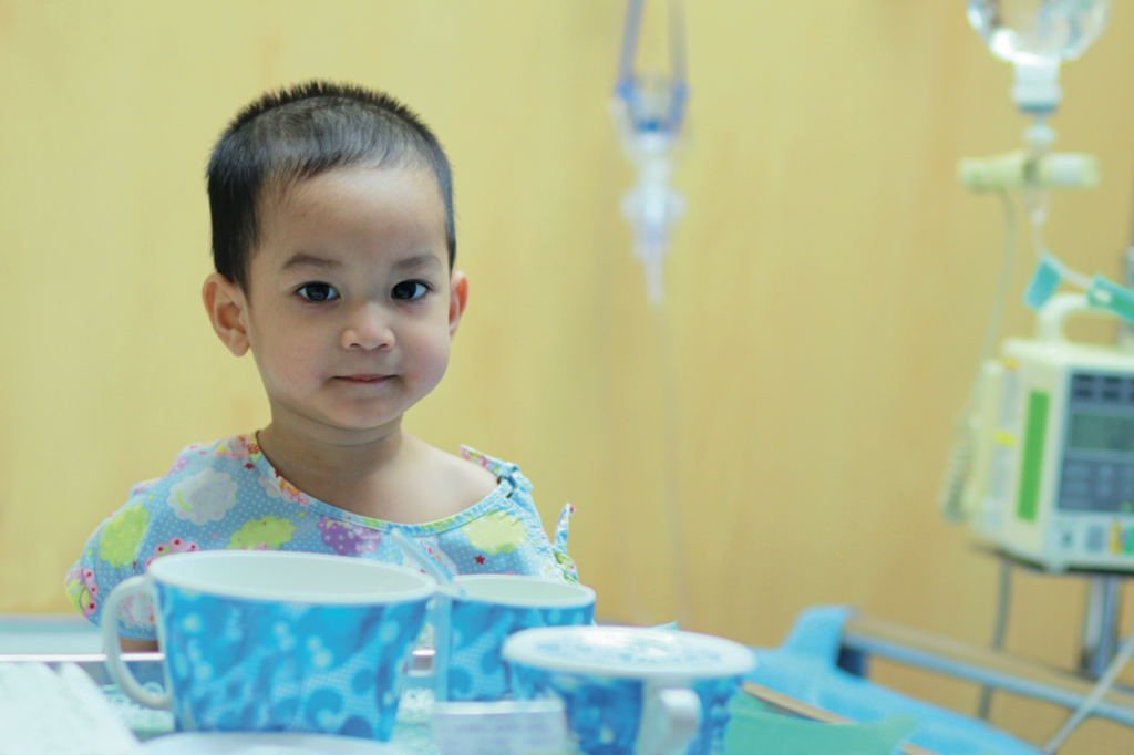 Child in a hospital room