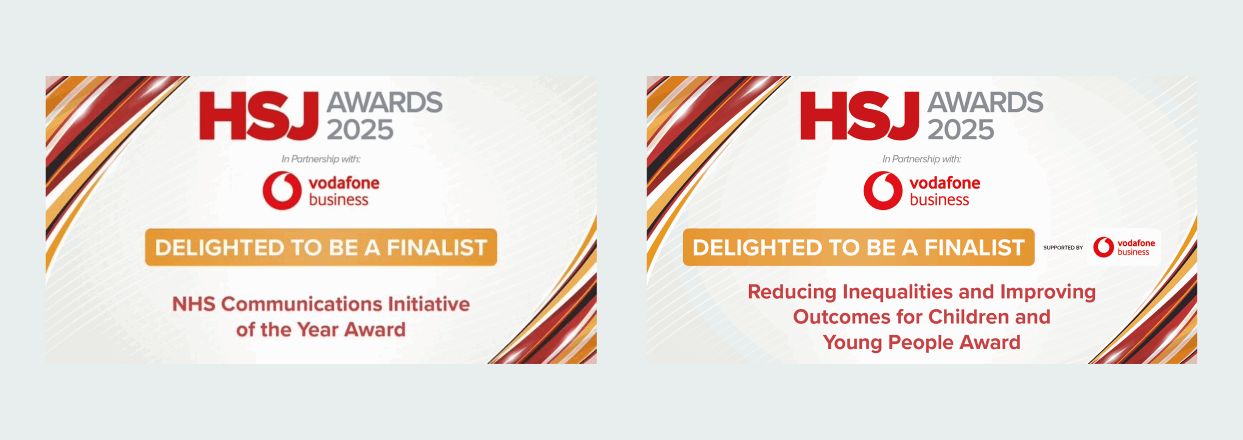 Images of HSJ Awards 2025 finalist banners