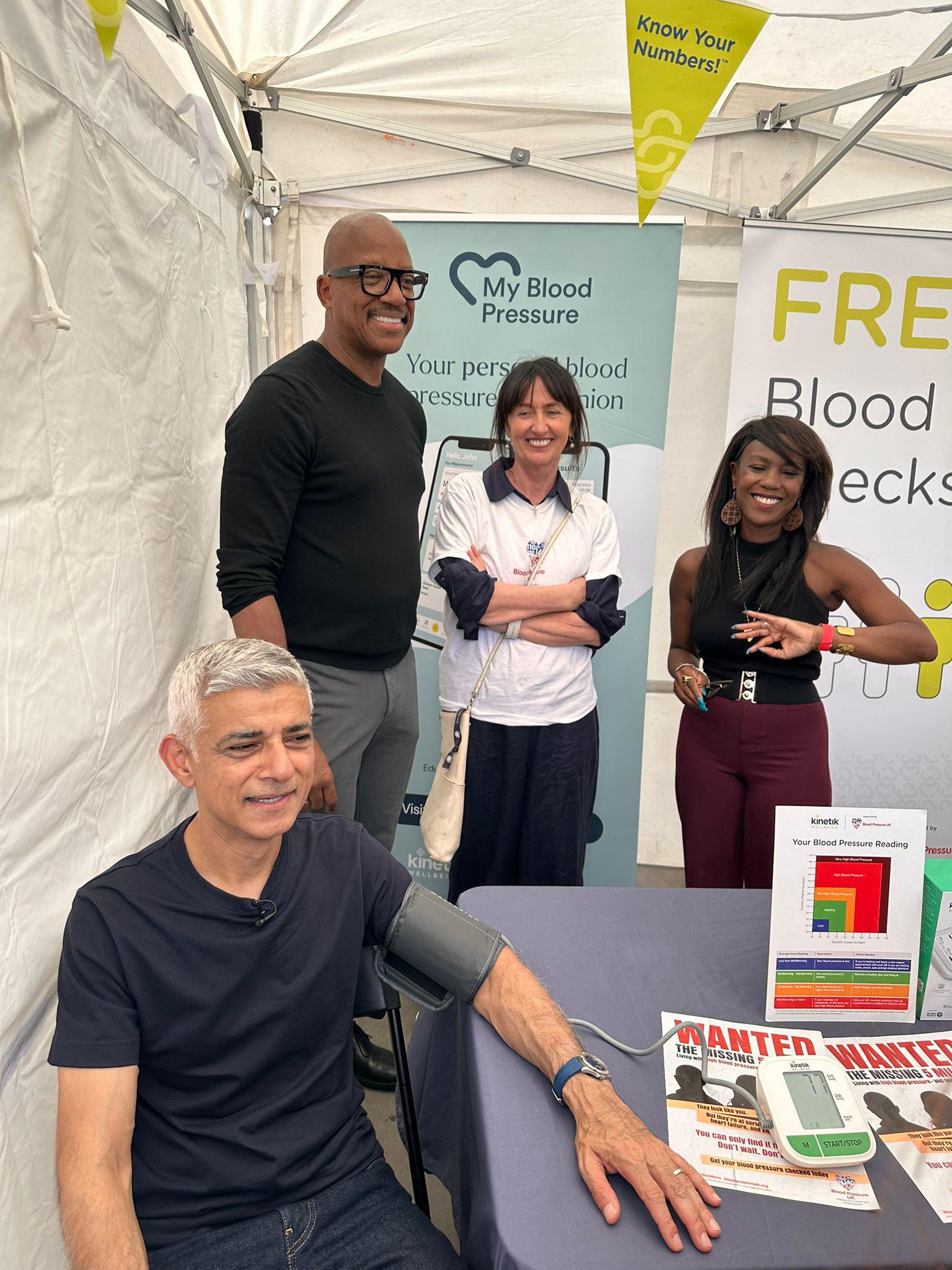 The Mayor of London, Sir Sadiq Khan, receiving a blood pressure check