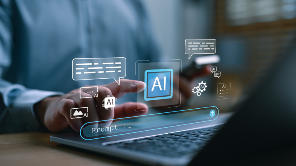 AI image - someone pointing to an illustration of AI