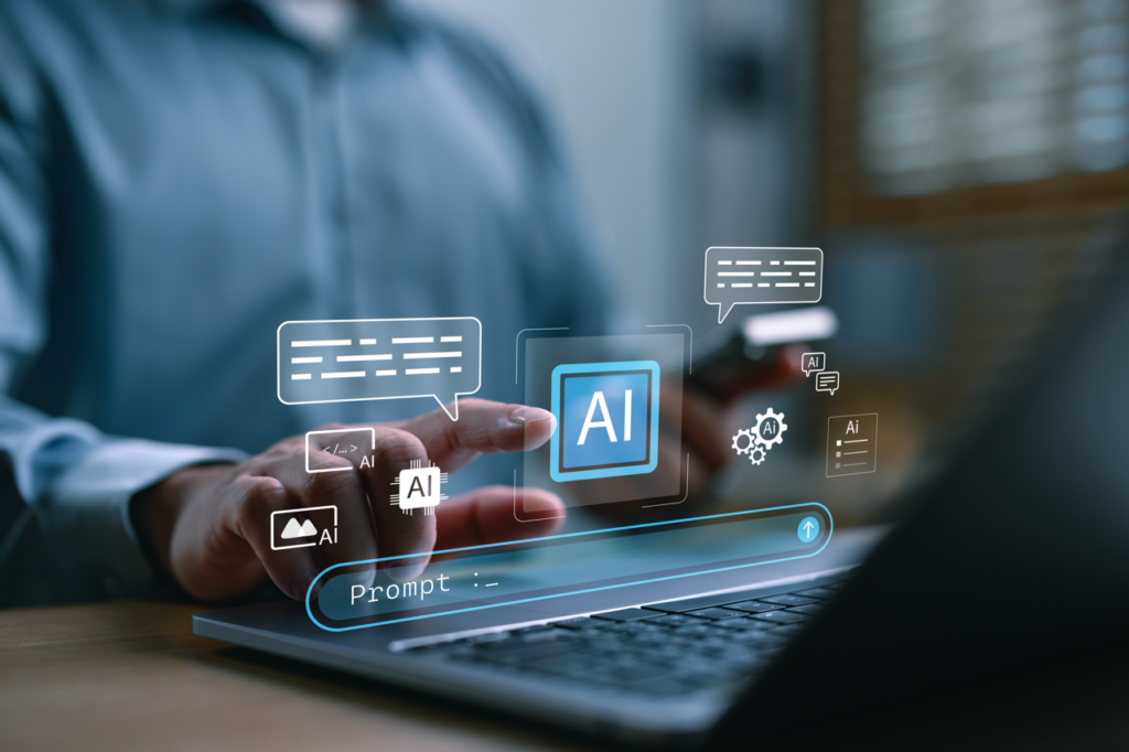 AI image - someone pointing to an illustration of AI